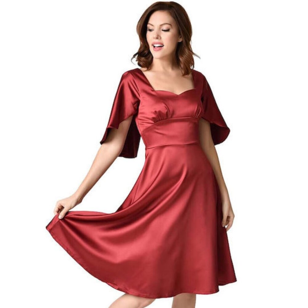 Lisa Cape Dress in Brilliant Burgundy